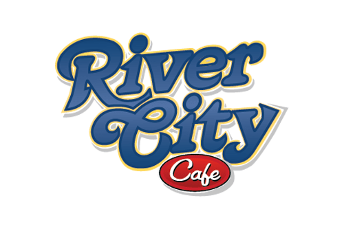River City Cafe Logo with link to Website and  and idelicious burger and best of beach  award